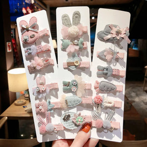 6 Pcs/Set Pink Cartoon Girls Hairpin Hairgrip