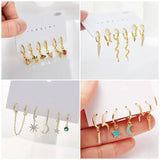 6 Pcs Fruit Earrings Set Colorful Zircon Hoop Women Jewelry Gift