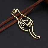 6 Pcs Kitten Cat Hollow Frames for Jewelry Necklace Pendant
