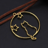 6 Pcs Metal Frame Jewelry Pendant Cat Hollow Frames UV Epoxy Resin Tools