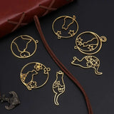 6 Pcs Kitten Cat Hollow Frames for Jewelry Necklace Pendant