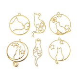 6 Pcs Metal Frame Jewelry Pendant Cat Hollow Frames UV Epoxy Resin Tools