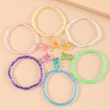 6 Pcs Transparent Rice Beads Bracelet with Bear Pendant