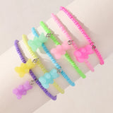 6 Pcs Transparent Rice Beads Bracelet with Bear Pendant