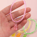 6 Pcs Transparent Rice Beads Bracelet with Bear Pendant