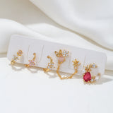6 Pcs Small Crystal Flower Earrings Set for Women Cartilage Piercing