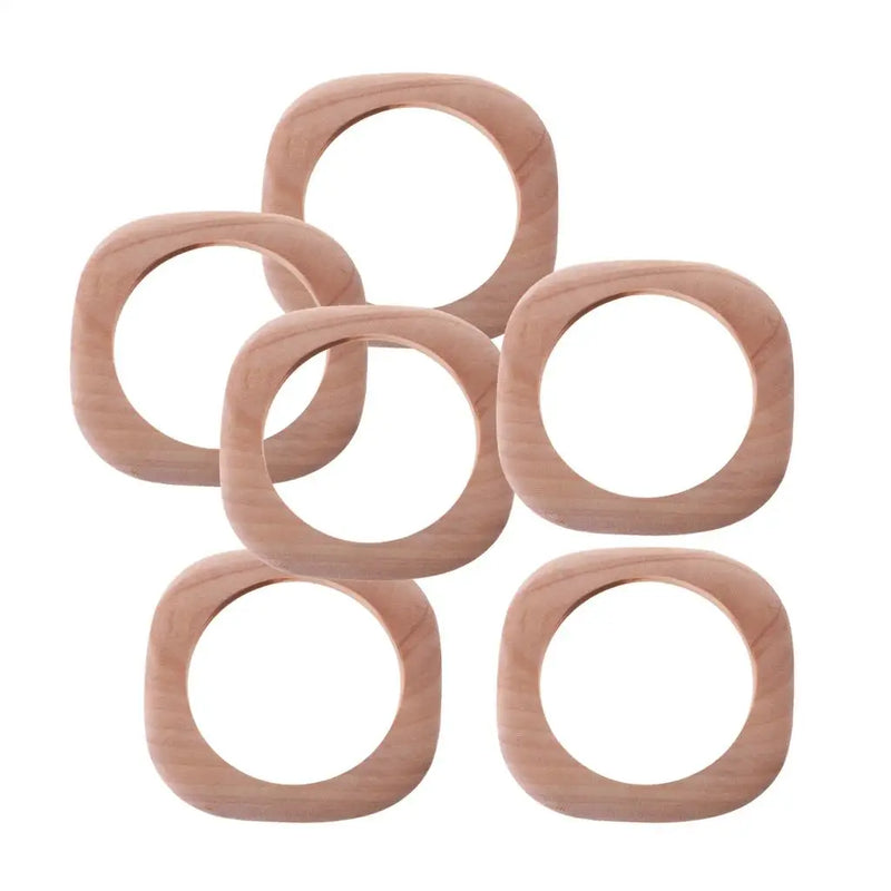 6 Pcs Square Unfinished Wood Bangle Bracelets DIY Set