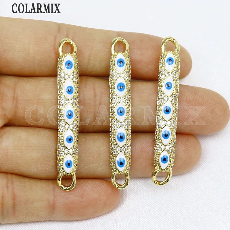 6 Pcs Zircon Eyes Conector Pendant Charms Jewelry Making 8571