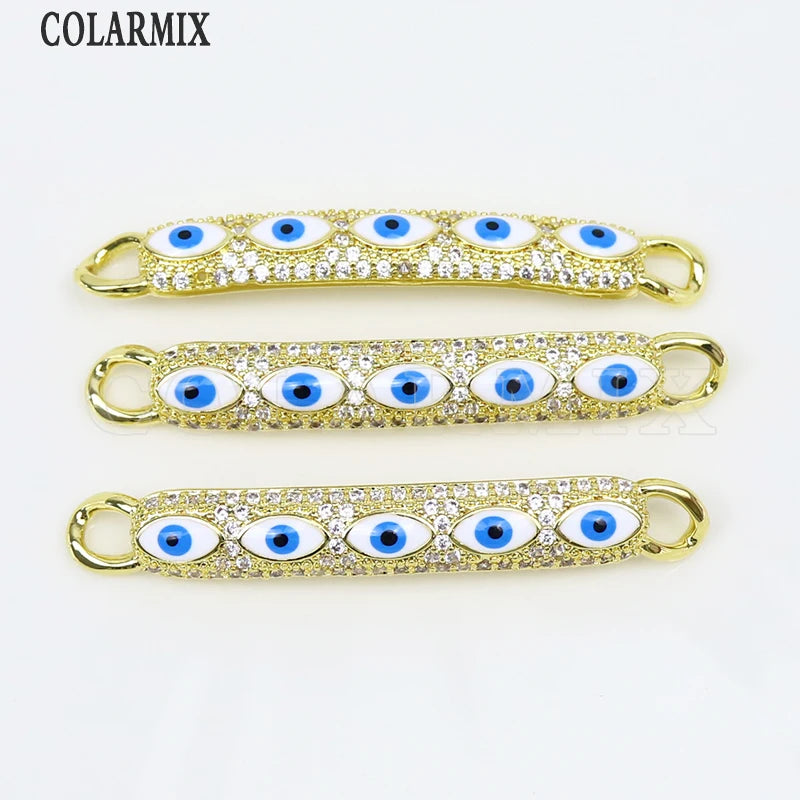 6 Pcs Zircon Eyes Conector Pendant Charms Jewelry Making 8571