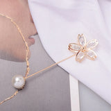 6 Pc Classic Brooch Set Pearl Zircon Collar Pin Leak-Proof Jewelry