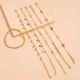 6-Piece Boho Chain Foot Jewelry Charm Anklet Set Girls Beach Accessories