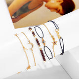 6-Piece Suit Hand Jewelry Love Five-Pointed Star Moon Bracelet