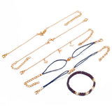 6-Piece Suit Hand Jewelry Love Five-Pointed Star Moon Bracelet