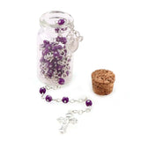 6Pcs 4mm Glass Bottle Shining Rosary Beads Cross Pendant Necklace
