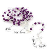 6Pcs 4mm Glass Bottle Shining Rosary Beads Cross Pendant Necklace