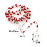 6Pcs 4mm Glass Bottle Shining Rosary Beads Cross Pendant Necklace