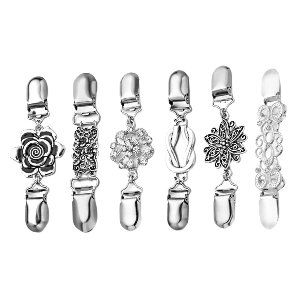 6 Pcs Vintage Collar Clips Brooches for Women
