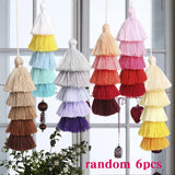 6 Pcs Bohemian Pompom Tassel Keychain Charms for DIY Crafts