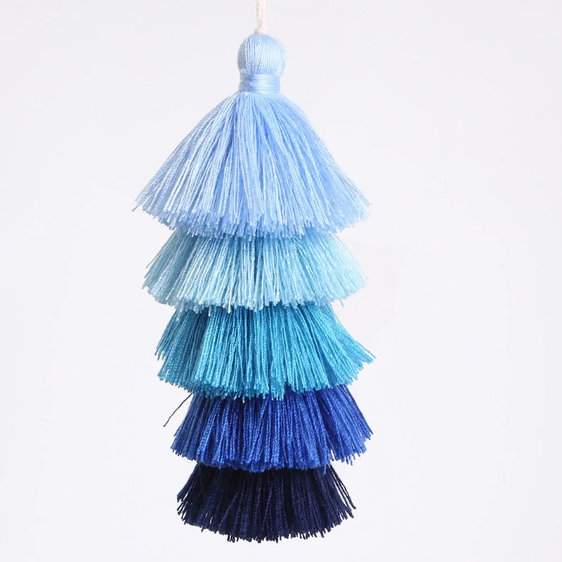 6 Pcs Bohemian Pompom Tassel Keychain Charms for DIY Crafts