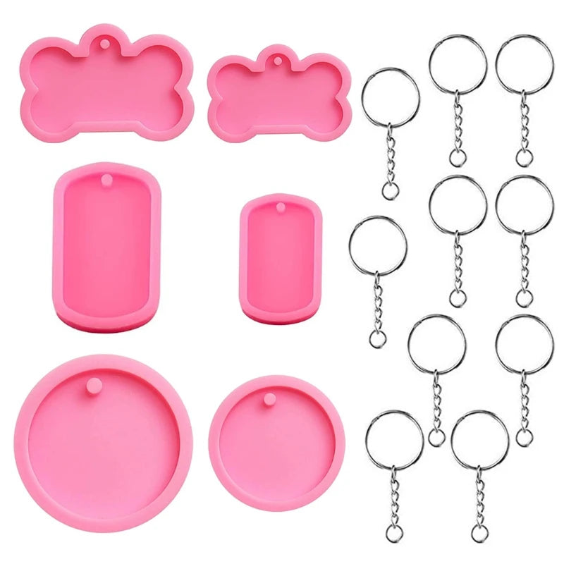 Dog Bone Silicone Mold Set for DIY Keychain Epoxy Resin Mould