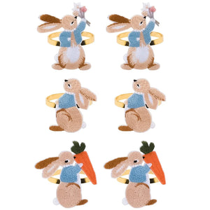 6 Easter Napkin Rings Bunny Napkin Buckle Metal Holders