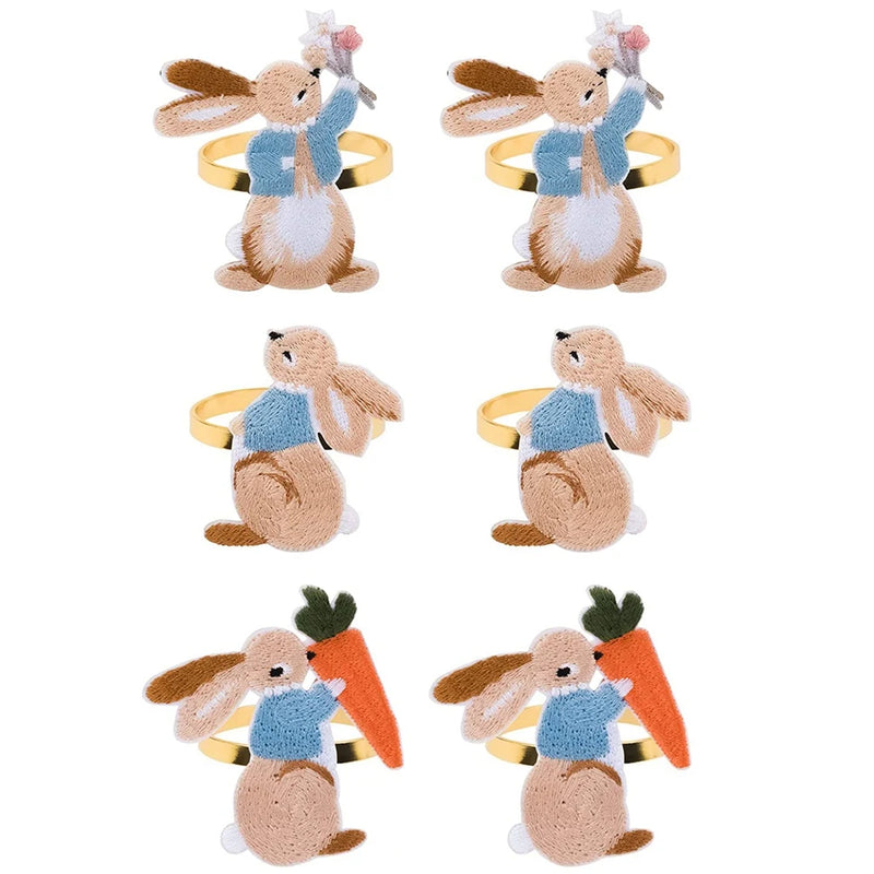 6 Easter Napkin Rings Bunny Napkin Buckle Metal Holders