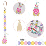 6-Piece Easter Wood Bead Garland with Tassels and Rabbit & Dwarf Tags