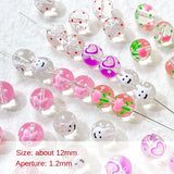 6 Hand-painted Bow Dots Tulip Glass Beads DIY Jewelry Accessories