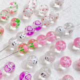6 Hand-painted Bow Dots Tulip Glass Beads DIY Jewelry Accessories
