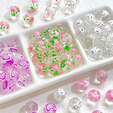 6 Hand-painted Bow Dots Tulip Glass Beads DIY Jewelry Accessories