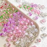 6 Hand-painted Bow Dots Tulip Glass Beads DIY Jewelry Accessories