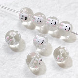 6 Hand-painted Bow Dots Tulip Glass Beads DIY Jewelry Accessories