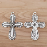 6 Large Gothic Cross Charms Pendants for Jewelry Making 73x53mm
