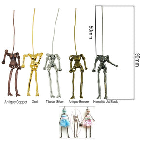 6 Pcs Skeleton Body DIY Dolls Pendants for Earrings Necklaces