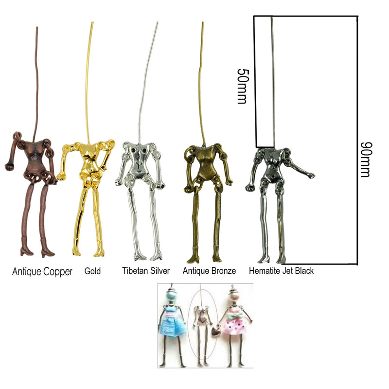 6 Pcs Skeleton Body DIY Dolls Pendants for Earrings Necklaces