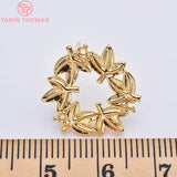 6 Pcs 17.5mm 24K Plated Brass Champagne Flower Earrings DIY Jewelry