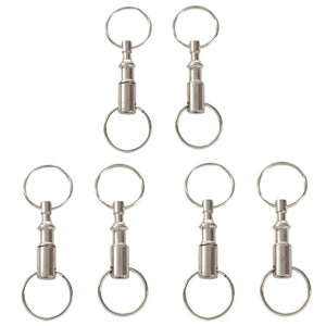 6-Pc Removable Double Keychains Iron Nickel Rotating Ring Keychain