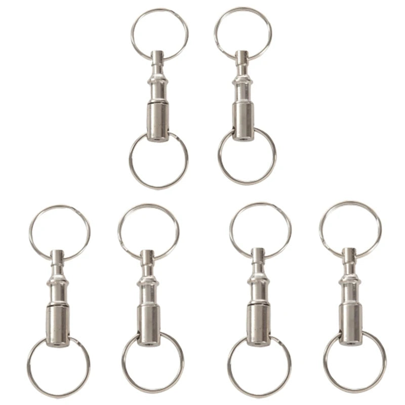 6-Pc Removable Double Keychains Iron Nickel Rotating Ring Keychain