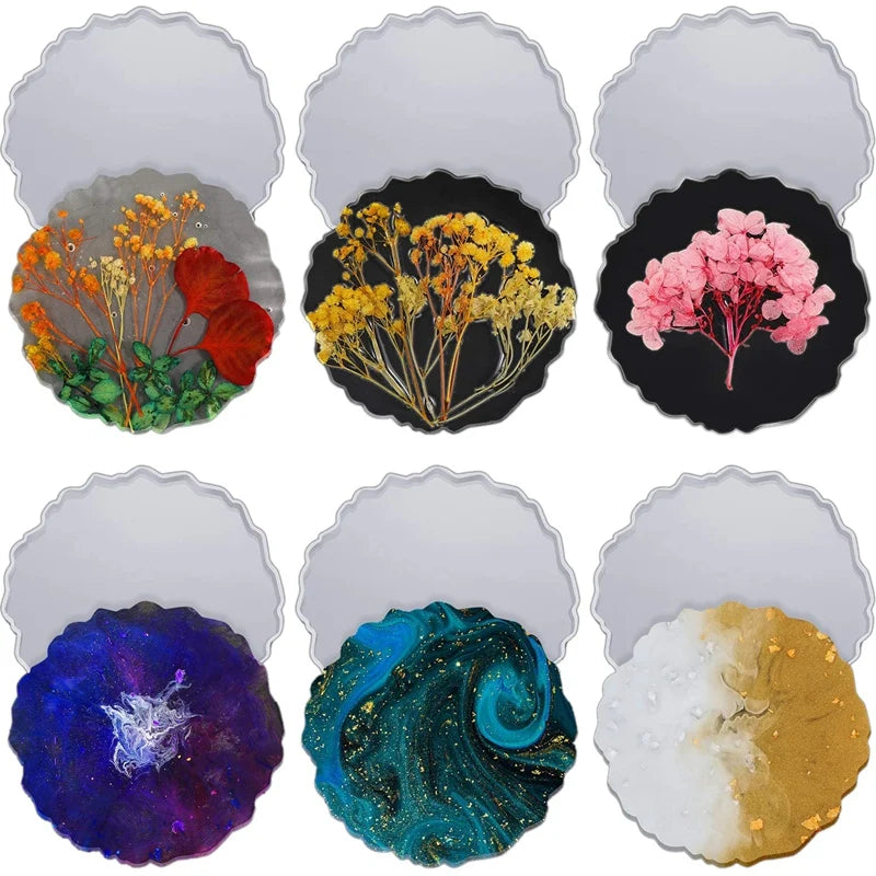 6 Resin Coaster Molds Silicone Geode Shape Epoxy Tray Casting