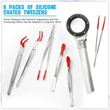 6 Rubber Tipped Tweezers Stainless Steel Tips Jewelry Hobby Craft