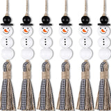 Snowman Bead Garland Christmas Tree Ornaments Xmas Wooden Farmhouse Bead