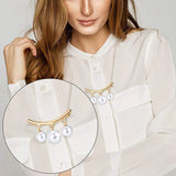 6Pcs Faux Pearl Sweater Shawl Clips Vintage Cardigan Collar Brooch Clip