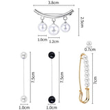6Pcs Faux Pearl Sweater Shawl Clips Vintage Cardigan Collar Brooch Clip
