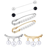 6Pcs Faux Pearl Sweater Shawl Clips Vintage Cardigan Collar Brooch Clip