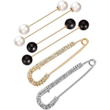 6pc Faux Pearl Brooch Pins & Crystal Shawl Clips Set