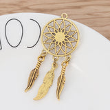 6 Tibetan Silver/Gold Feather Dream Catcher Charms Pendants for Earrings