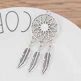 6 Tibetan Silver/Gold Feather Dream Catcher Charms Pendants for Earrings