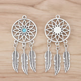 6 Tibetan Silver/Gold Feather Dream Catcher Charms Pendants for Earrings