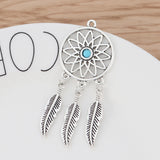 6 Tibetan Silver/Gold Feather Dream Catcher Charms Pendants for Earrings