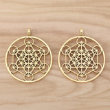 6 Tibetan Silver/Gold Archangel Metatron Cube Round Charms Pendants